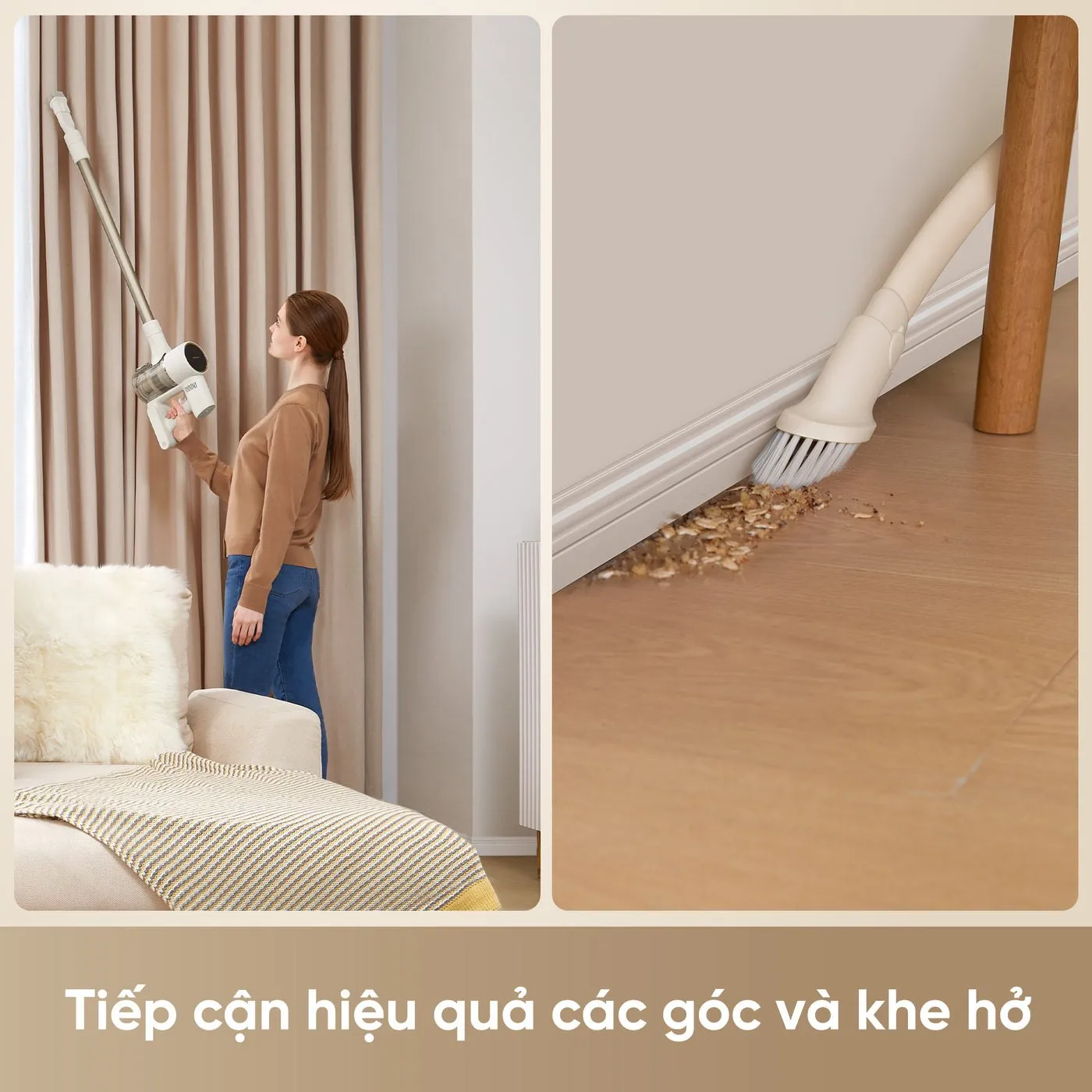 Máy hút bụi không dây Dreame R10 hút góc tường và khe hở