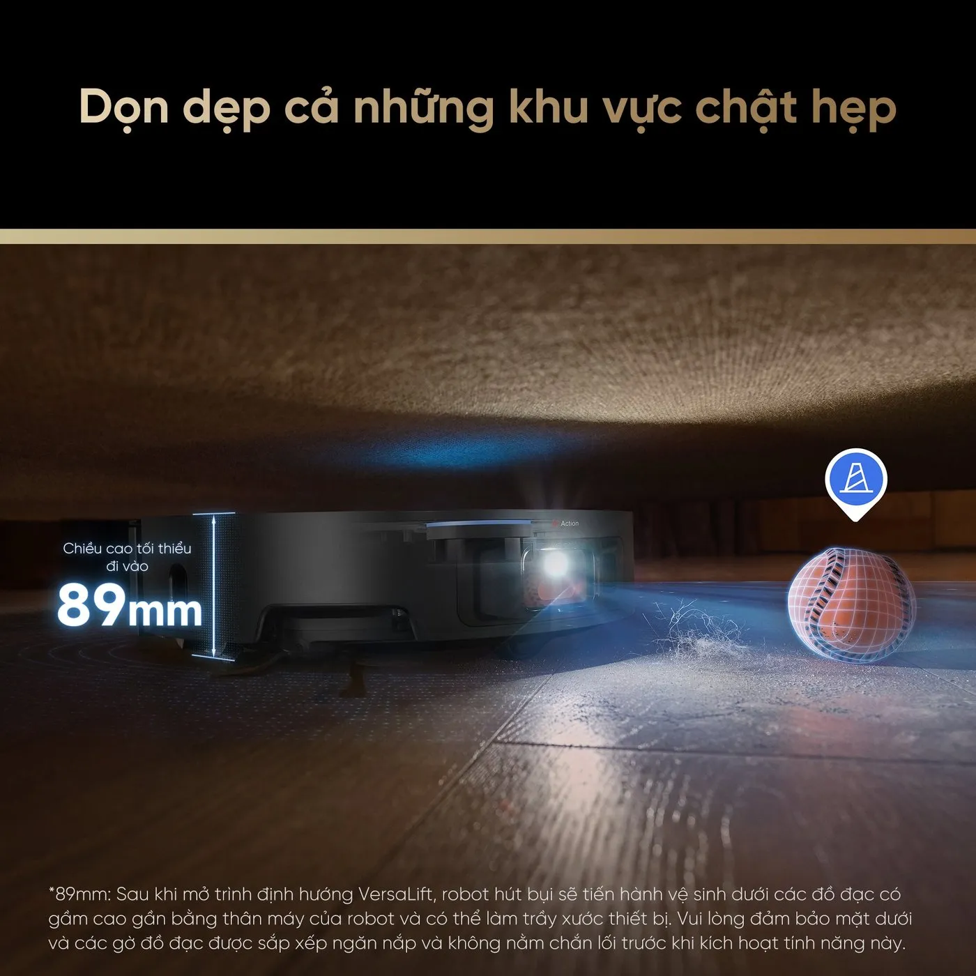 Dreame X50 Ultra hạ tháp LiDAR để chui vào gầm thấp