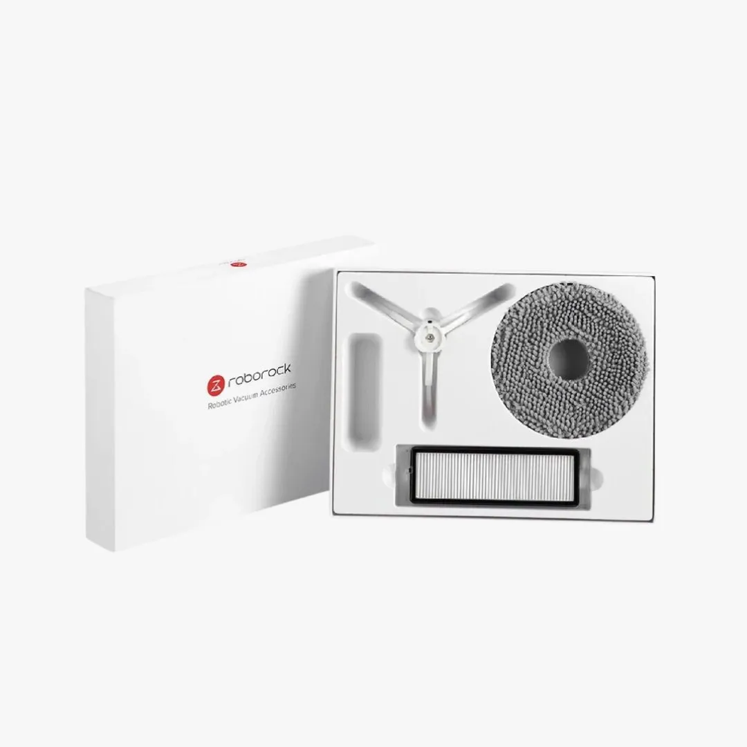 Hộp phụ kiện thay thế Roborock Qrevo gồm chổi cạnh, lõi lọc và giẻ lau