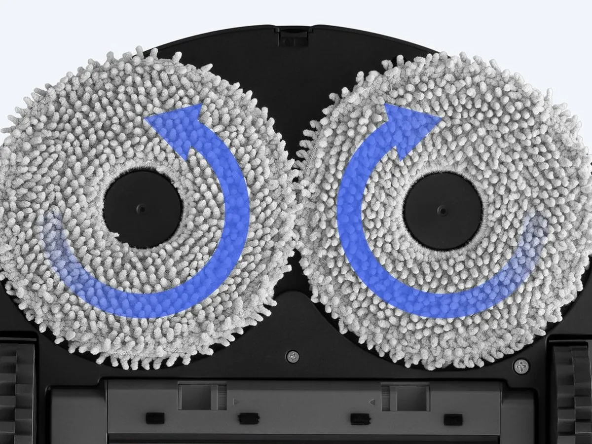 Hai giẻ xoay dưới đáy Roborock Qrevo S Pro